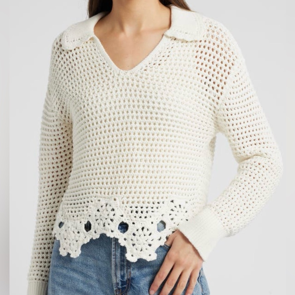 Rails crochet Sweater. Louise in Ivory. NEW with tags .Oversized Small